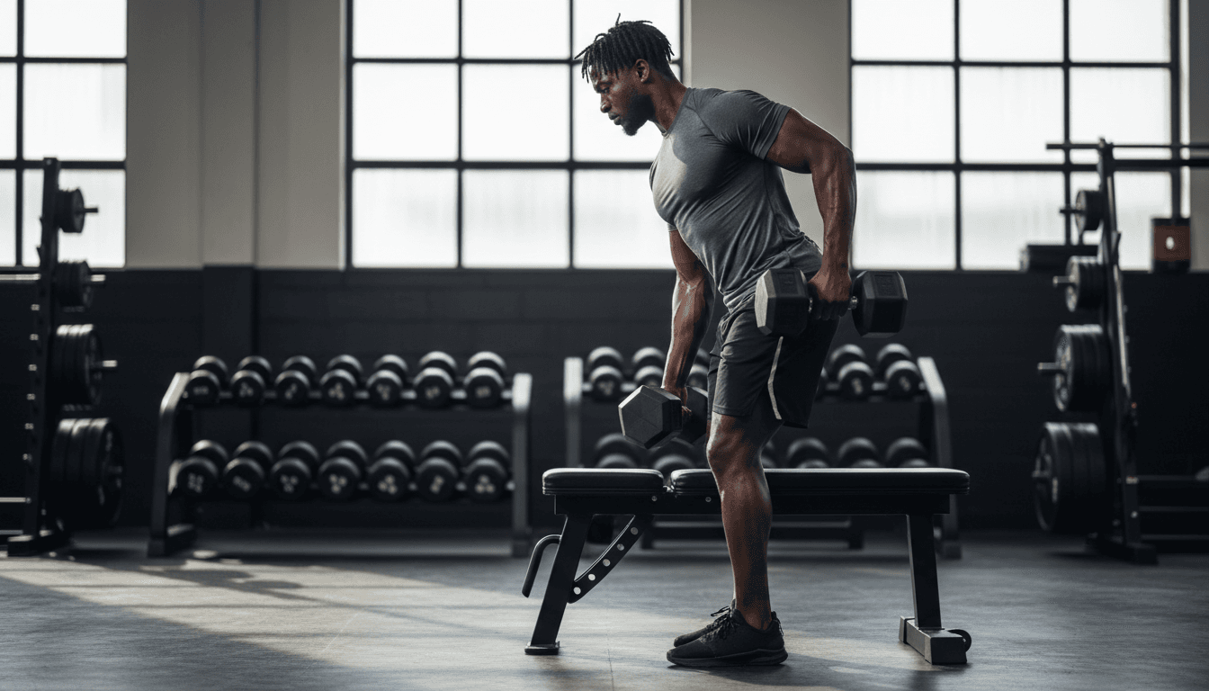 Fitness trainer with aesthetic physique in modern gym environment